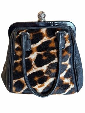 BRIGHTON Leopard Black Leather Small Bag Purse